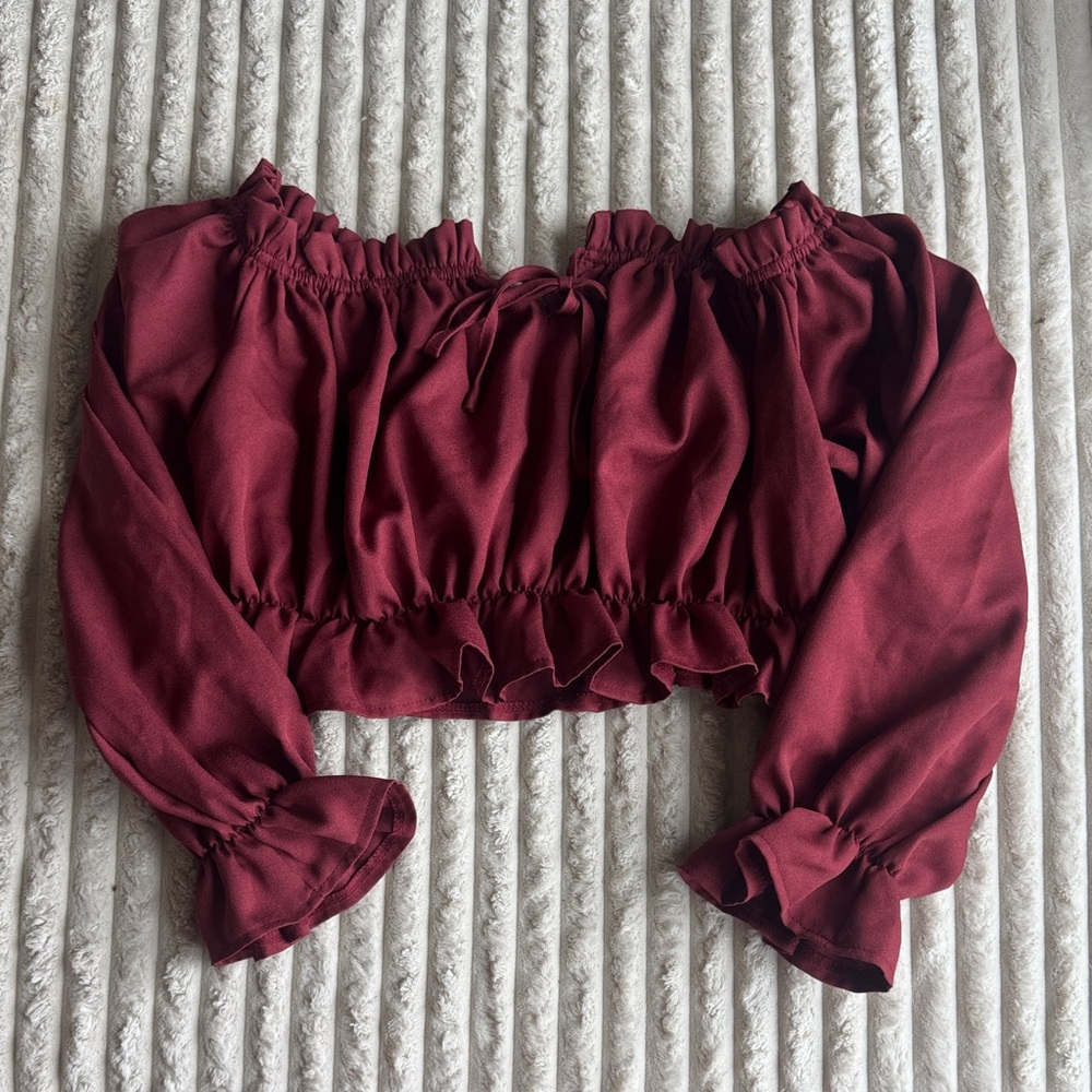 SHEIN Burgundy Off-Shoulder Blouse